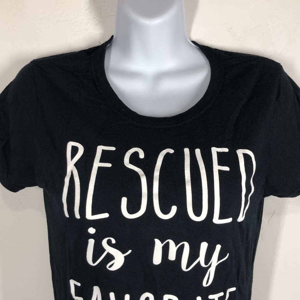 Gildan Black Rescued Is My Favorite Breed Tee Size Small View 2